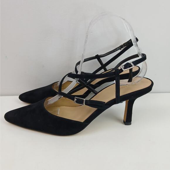 Ann Taylor SZ 8 Strappy Asymmetrical Suede Pump Style # 603186 NEW - Picture 5 of 8